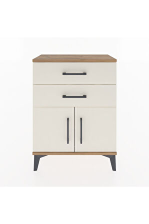 Arges Komodin 2 Raflı 2 Kapaklı 60x30x80 Çam-Aytaşı