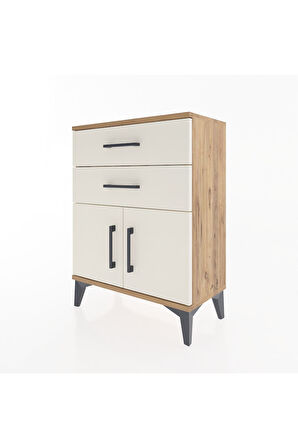 Arges Komodin 2 Raflı 2 Kapaklı 60x30x80 Çam-Aytaşı