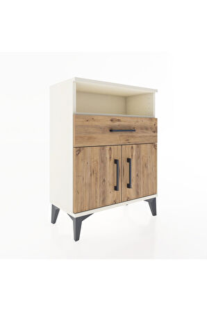 Arges Komodin Tek Raflı 2 Çekmeceli 2 Kapaklı 60x30x80 Aytaşı-Çam