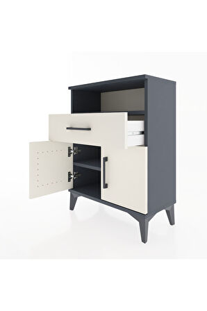 Arges Komodin Tek Raflı 2 Çekmeceli 2 Kapaklı 60x30x80 Antrasit-Aytaşı