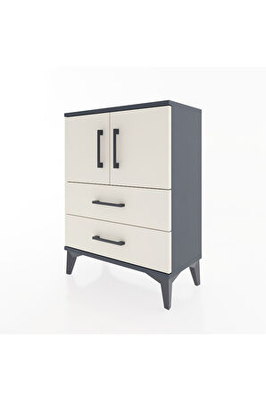 Arges Komodin Tek Raflı Tek Çekmeceli 2 Kapaklı 60x30x80 Antrasit-Aytaşı