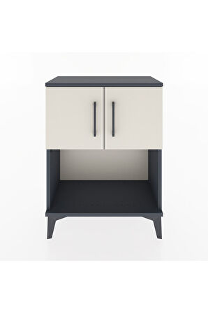 Arges Komodin 2 Raflı 2 Çekmeceli 2 Kapaklı 60x30x80 Antrasit-Aytaşı