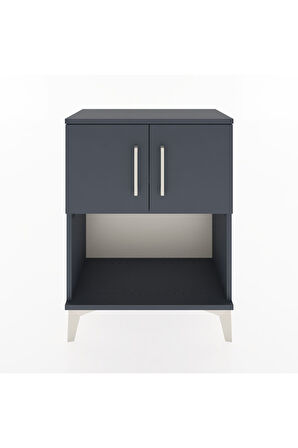 Arges Komodin 2 Raflı 2 Çekmeceli 2 Kapaklı 60x30x80 Antrasit-Antrasit