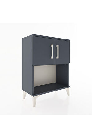 Arges Komodin 2 Raflı 2 Çekmeceli 2 Kapaklı 60x30x80 Antrasit-Antrasit