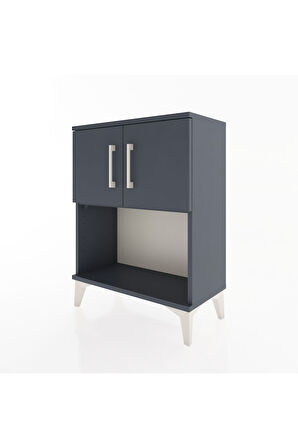 Arges Komodin 2 Raflı 2 Çekmeceli 2 Kapaklı 60x30x80 Antrasit-Antrasit