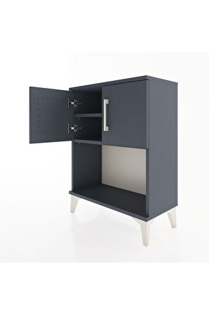 Arges Komodin 2 Raflı 2 Çekmeceli 2 Kapaklı 60x30x80 Antrasit-Antrasit