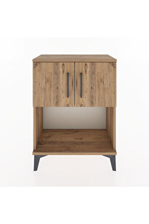 Arges Komodin 2 Raflı 2 Çekmeceli 2 Kapaklı 60x30x80 Çam-Çam