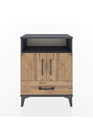Arges Komodin 2 Raflı 2 Kapaklı 60x30x80 Antrasit-Çam
