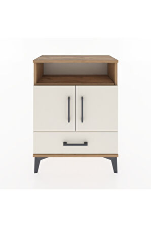 Arges Komodin 2 Raflı 2 Kapaklı 60x30x80 Çam-Aytaşı