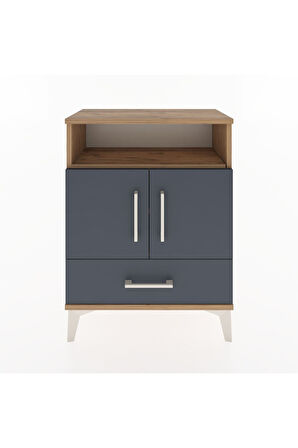 Arges Komodin 2 Raflı 2 Kapaklı 60x30x80 Çam-Antrasit