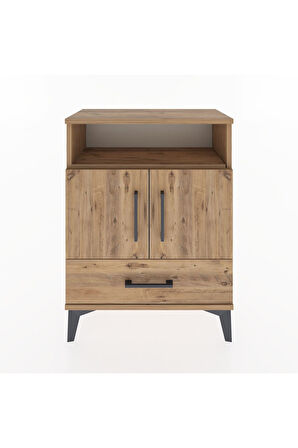 Arges Komodin 2 Raflı 2 Kapaklı 60x30x80 Çam-Çam
