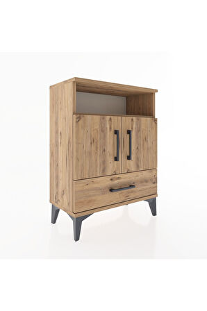 Arges Komodin 2 Raflı 2 Kapaklı 60x30x80 Çam-Çam
