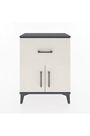 Arges Komodin 3 Raflı Tek Çekmeceli 2 Kapaklı 60x30x80 Antrasit-Aytaşı