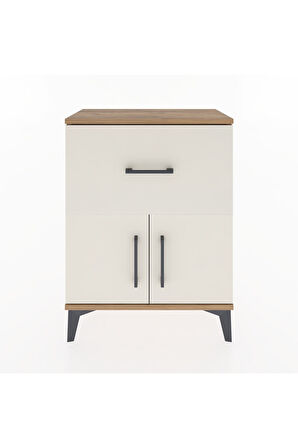 Arges Komodin 3 Raflı Tek Çekmeceli 2 Kapaklı 60x30x80 Çam-Aytaşı