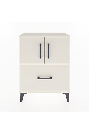Arges Komodin Tek Raflı Tek Çekmeceli 2 Kapaklı 60x30x80 Aytaşı-Aytaşı