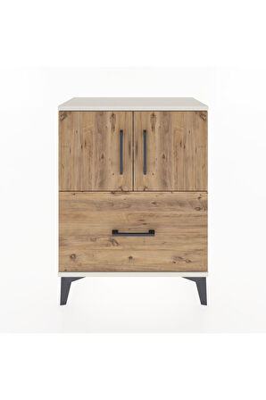 Arges Komodin Tek Raflı Tek Çekmeceli 2 Kapaklı 60x30x80 Aytaşı-Çam