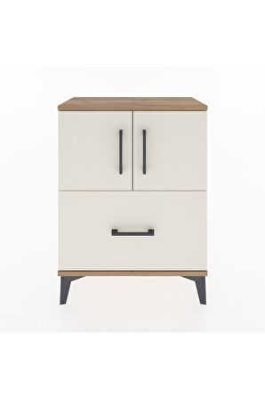 Arges Komodin Tek Raflı Tek Çekmeceli 2 Kapaklı 60x30x80 Çam-Aytaşı