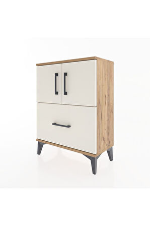 Arges Komodin Tek Raflı Tek Çekmeceli 2 Kapaklı 60x30x80 Çam-Aytaşı