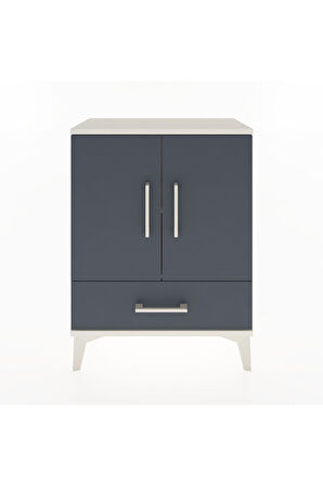 Arges Komodin 2 Raflı Tek Çekmeceli 2 Kapaklı 60x30x80 Aytaşı-Antrasit