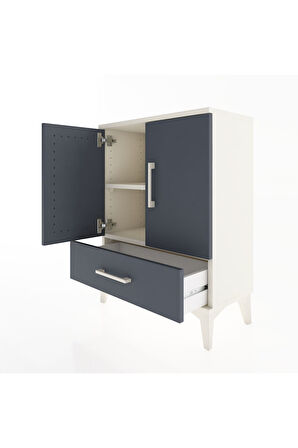 Arges Komodin 2 Raflı Tek Çekmeceli 2 Kapaklı 60x30x80 Aytaşı-Antrasit