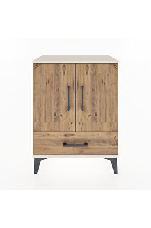 Arges Komodin 2 Raflı Tek Çekmeceli 2 Kapaklı 60x30x80 Aytaşı-Çam