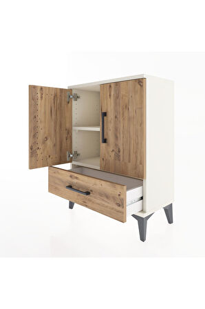 Arges Komodin 2 Raflı Tek Çekmeceli 2 Kapaklı 60x30x80 Aytaşı-Çam