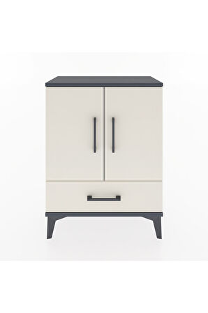Arges Komodin 2 Raflı Tek Çekmeceli 2 Kapaklı 60x30x80 Antrasit-Aytaşı