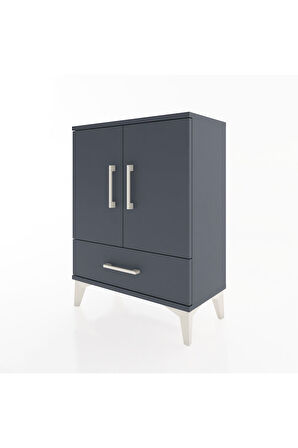 Arges Komodin 2 Raflı Tek Çekmeceli 2 Kapaklı 60x30x80 Antrasit-Antrasit