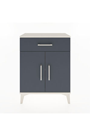 Arges Komodin 2 Raflı Tek Çekmeceli Tek Kapaklı 60x30x80 Aytaşı-Antrasit