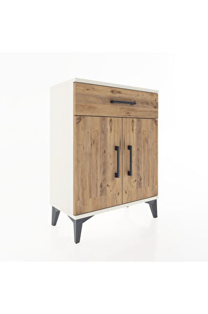 Arges Komodin 2 Raflı Tek Çekmeceli Tek Kapaklı 60x30x80 Aytaşı-Çam