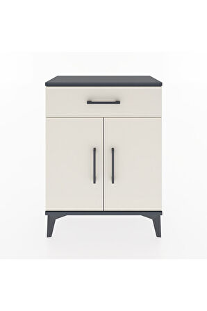 Arges Komodin 2 Raflı Tek Çekmeceli Tek Kapaklı 60x30x80 Antrasit-Aytaşı