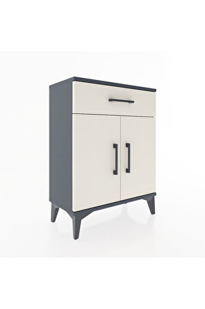 Arges Komodin 2 Raflı Tek Çekmeceli Tek Kapaklı 60x30x80 Antrasit-Aytaşı