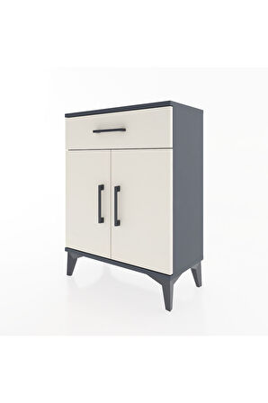 Arges Komodin 2 Raflı Tek Çekmeceli Tek Kapaklı 60x30x80 Antrasit-Aytaşı
