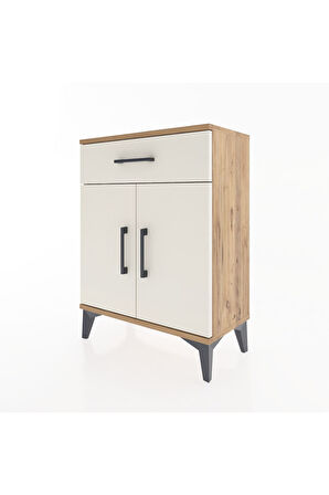 Arges Komodin 2 Raflı Tek Çekmeceli Tek Kapaklı 60x30x80 Çam-Aytaşı