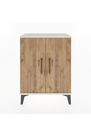 Arges Komodin Tek Raflı Tek Çekmeceli 2 Kapaklı 60x30x80 Aytaşı-Çam