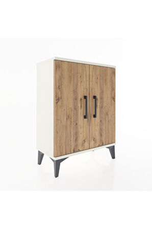 Arges Komodin Tek Raflı Tek Çekmeceli 2 Kapaklı 60x30x80 Aytaşı-Çam