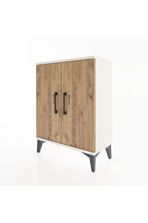 Arges Komodin Tek Raflı Tek Çekmeceli 2 Kapaklı 60x30x80 Aytaşı-Çam