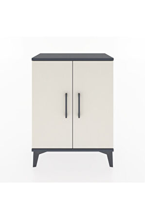 Arges Komodin Tek Raflı Tek Çekmeceli 2 Kapaklı 60x30x80 Antrasit-Aytaşı