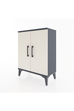 Arges Komodin Tek Raflı Tek Çekmeceli 2 Kapaklı 60x30x80 Antrasit-Aytaşı