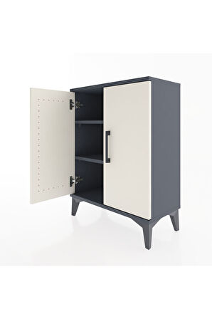 Arges Komodin Tek Raflı Tek Çekmeceli 2 Kapaklı 60x30x80 Antrasit-Aytaşı