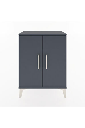 Arges Komodin Tek Raflı Tek Çekmeceli 2 Kapaklı 60x30x80 Antrasit-Antrasit