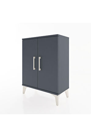 Arges Komodin Tek Raflı Tek Çekmeceli 2 Kapaklı 60x30x80 Antrasit-Antrasit