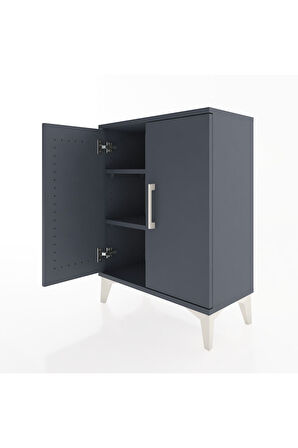 Arges Komodin Tek Raflı Tek Çekmeceli 2 Kapaklı 60x30x80 Antrasit-Antrasit