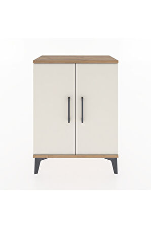 Arges Komodin Tek Raflı Tek Çekmeceli 2 Kapaklı 60x30x80 Çam-Aytaşı