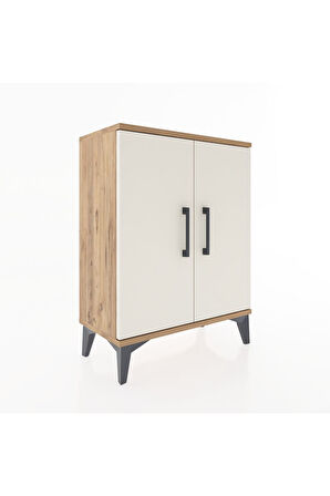 Arges Komodin Tek Raflı Tek Çekmeceli 2 Kapaklı 60x30x80 Çam-Aytaşı