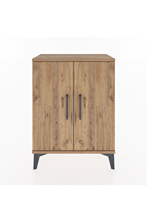 Arges Komodin Tek Raflı Tek Çekmeceli 2 Kapaklı 60x30x80 Çam-Çam