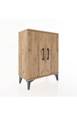 Arges Komodin Tek Raflı Tek Çekmeceli 2 Kapaklı 60x30x80 Çam-Çam