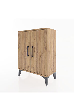 Arges Komodin Tek Raflı Tek Çekmeceli 2 Kapaklı 60x30x80 Çam-Çam