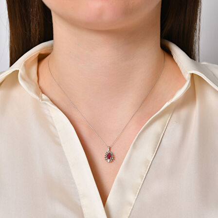 0.05 Karat Yakut Taşlı Pırlanta Kolye