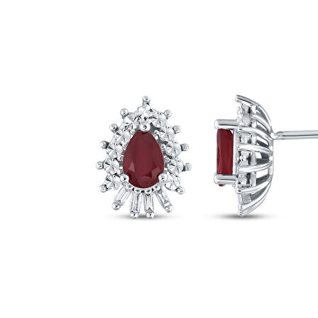 0.10 Karat Yakut Taşlı Pırlanta Küpe